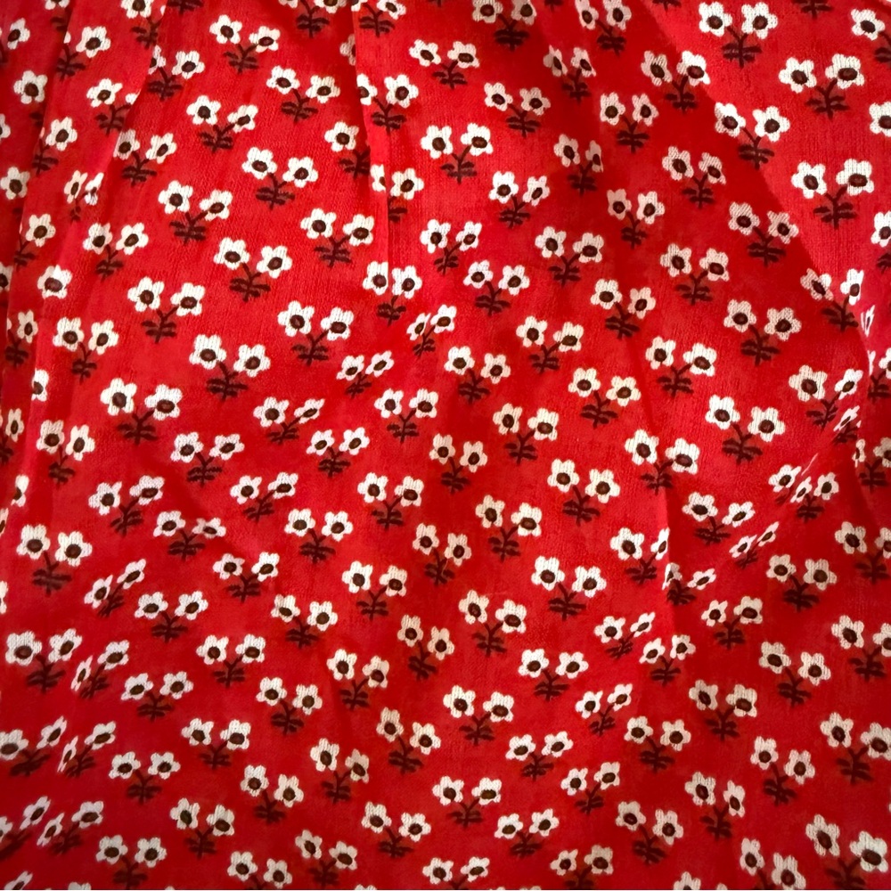 J Crew Flutter Sleeve Red Tiny Floral Print Top Small - Picture 4 of 6